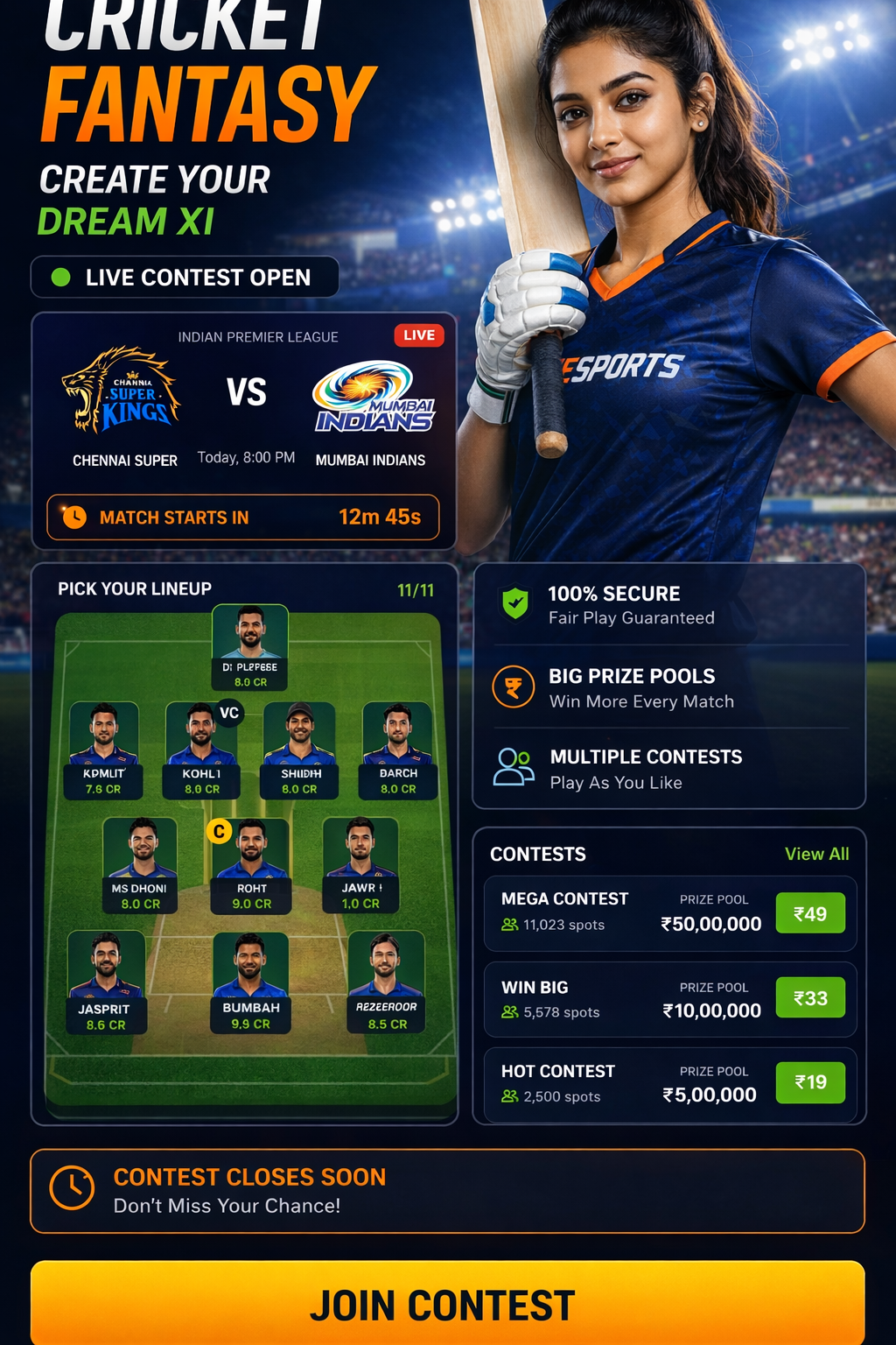 Come Play Team cricket matchday visual