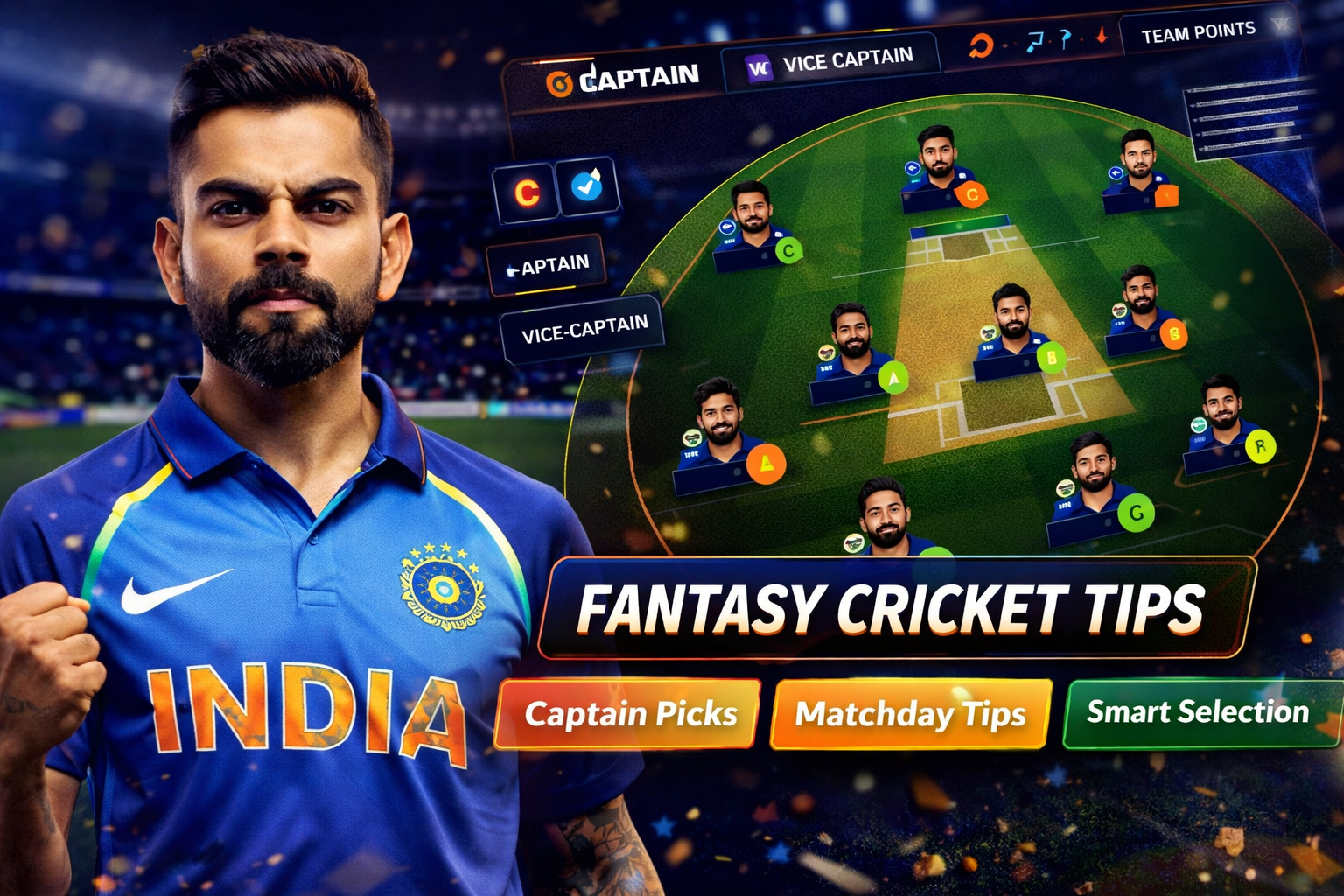 Come Play Team role based fantasy cricket checklist
