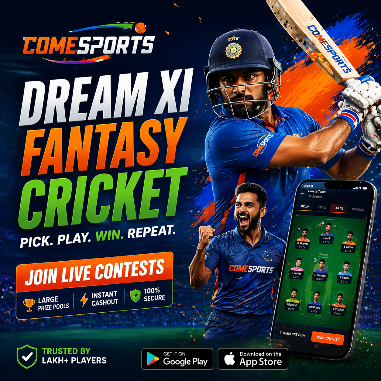 Come Play Team fantasy sports main visual